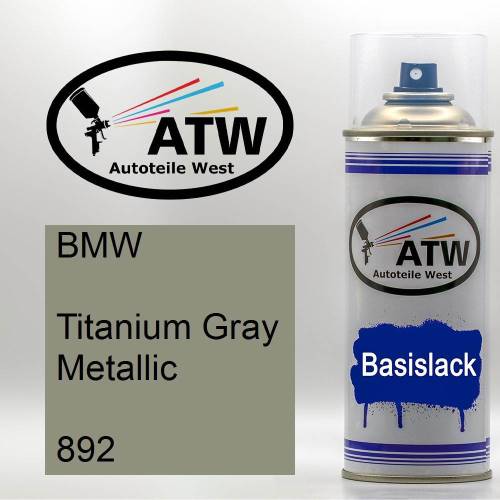 BMW, Titanium Gray Metallic, 892: 400ml Sprühdose, von ATW Autoteile West.